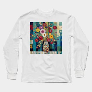 Colorful Flowers in a Decorative Geometric Vase Long Sleeve T-Shirt